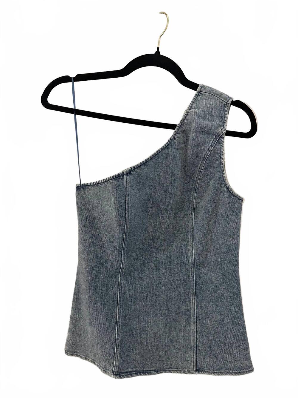 NEW YAZ women's luna one shoulder top in light denim